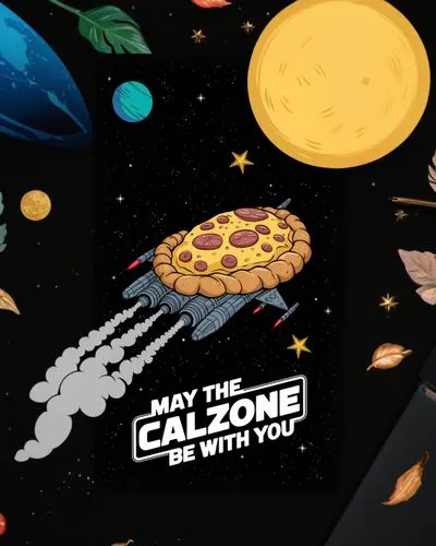 the card shows a cartoon character with a pizza on it,calzones,battlezone,catizone,gazillion,cellular,megazone