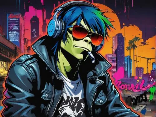 spotify icon,music background,edit icon,2d,dj,streampunk,neon human resources,punk,punk design,cyberpunk,vector art,electronic music,coolness,art background,noodle image,cyber glasses,digital background,soundcloud icon,bandana background,flayer music,Conceptual Art,Graffiti Art,Graffiti Art 09