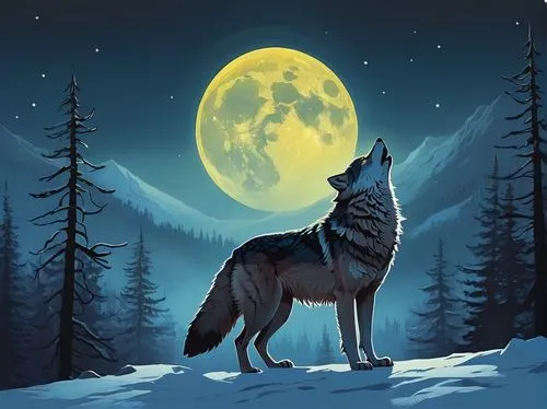 howling wolf,constellation wolf,european wolf,wolves,wolf,full moon,howl,blue moon,gray wolf,canis lupus,werewolves,moon and star background,wolfdog,full moon day,two wolves,werewolf,night watch,coyote,moonlit night,wolf hunting,Illustration,Paper based,Paper Based 19