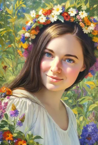 girl in flowers,beautiful girl with flowers,girl picking flowers,girl in the garden,mystical portrait of a girl,flower painting,flowers png,girl in a wreath,oil painting,fantasy portrait,splendor of flowers,young woman,photo painting,flower background,flower girl,portrait of a girl,wreath of flowers,girl portrait,oil painting on canvas,portrait background