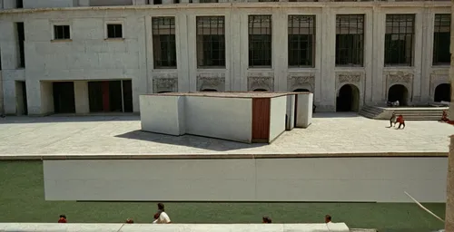 palais de chaillot,athens art school,office space,public space,lecture hall,framing square,inside courtyard,rockefeller plaza,court of justice,scale model,cement block,klaus rinke's time field,courtya