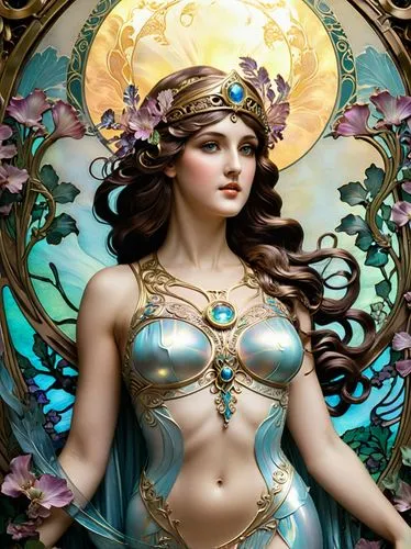 amphitrite,oshun,baoshun,aphrodite,viveros,fantasy woman,Illustration,Retro,Retro 13