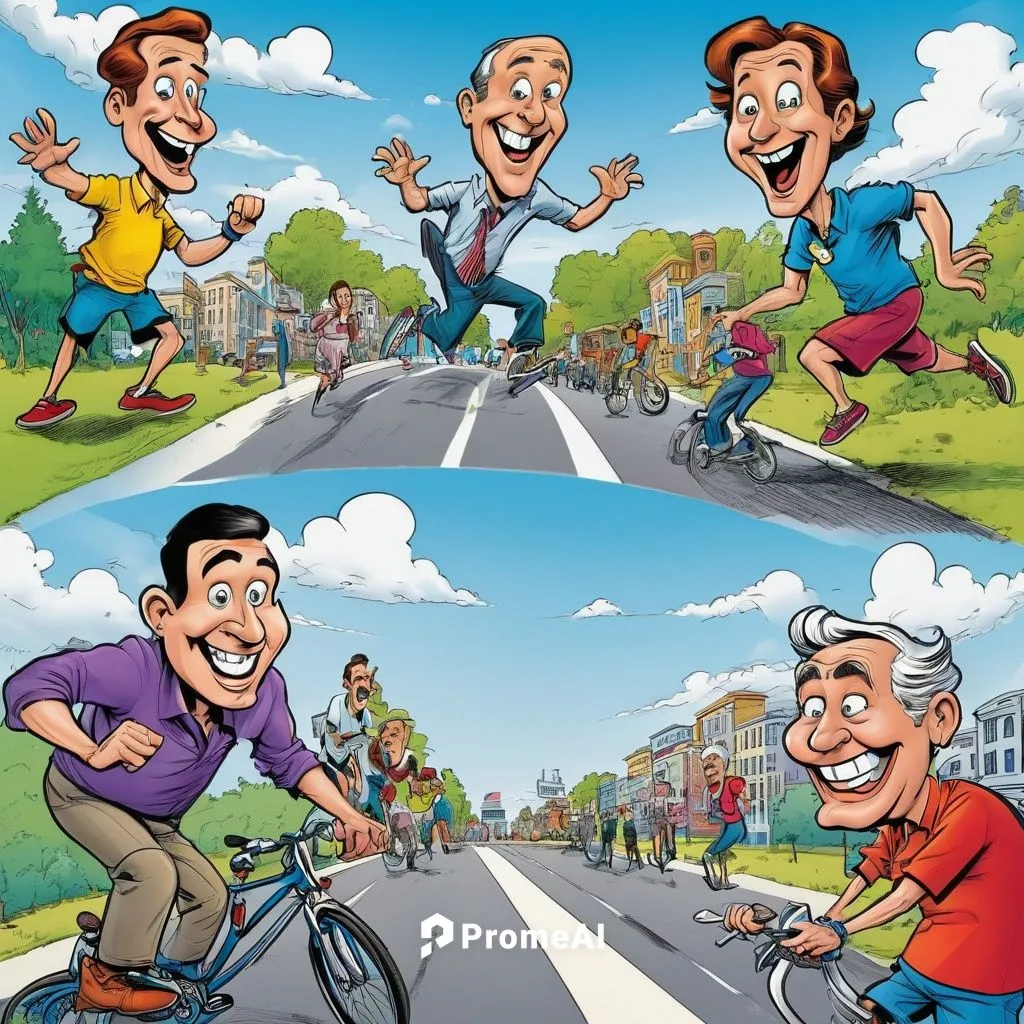 funny cartoon style comics with 4 pictures in it, usa style, funny story, 2 characters,colorfull,cyclists,bicycle riding,bicycling,bicycles,cycling,road cycling,bicycle ride,bicycle racing,tour de fra