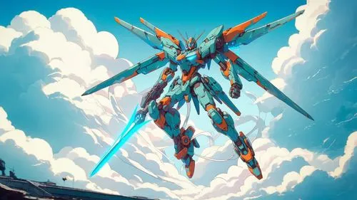 mecha,gundam,evangelion,cynosbatos,evangelion mech unit 02,strelitzia,skycraper,evangelion unit-02,evangelion evolution unit-02y,evangelion eva 00 unit,eva unit-08,sentinel,sky,heavy object,mech,mg j-type,skyflower,sky hawk claw,knight star,sun wing