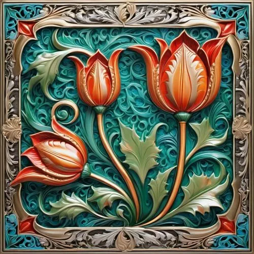 tulip background,flower border frame,art nouveau frame,floral and bird frame,flower frame,floral frame,Illustration,Realistic Fantasy,Realistic Fantasy 43