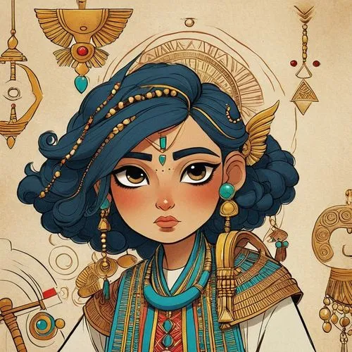 sad,an egyptian woman with a lot of gold and jewelry,kommuna,persia,wadjet,ancient egyptian girl,sheherazade,mervat,Illustration,Abstract Fantasy,Abstract Fantasy 01