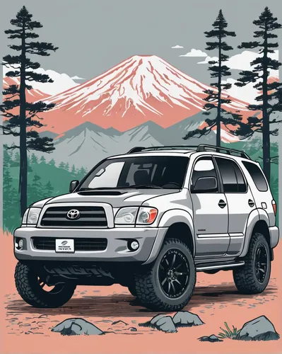 4 runner,toyota 4runner,toyota tacoma,subaru rex,toyota tundra,ford ranger,honda ridgeline,toyota land cruiser,4wd,vector illustration,lexus lx,mitsubishi endeavor,nissan armada,raptor,ford expedition,pickup-truck,nissan xterra,isuzu trooper,nissan titan,vector graphic,Illustration,Japanese style,Japanese Style 04