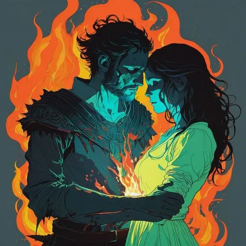 warmth,embers,fire and water,smouldering torches,burning torch,afire,dancing flames,open flames,incandescent,campfire,thorin,lover's grief,firethorn,wildfire,fires,flickering flame,fire dance,fire-eater,combustion,dragon fire,Illustration,Paper based,Paper Based 19