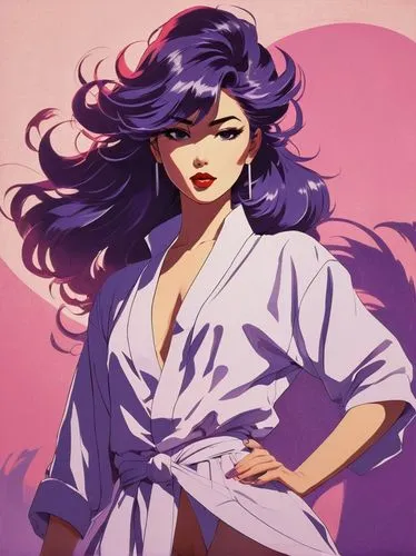 misato,la violetta,fujiko,violetta,psylocke,purple background,Illustration,Japanese style,Japanese Style 06