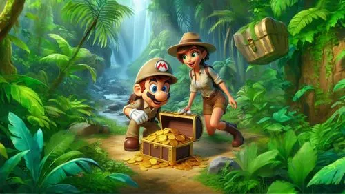 cartoon video game background,children's background,game illustration,madagascans,madagascar,madagascan,forest workers,happy children playing in the forest,spelunkers,fairy village,treasure hunt,ecotourism,explorers,platformers,huegun,pirate treasure,woodlanders,rainforest,menehune,caballeros