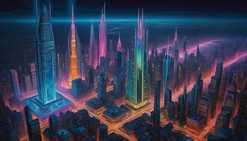 cybercity,metropolis,cityscape,cybertown,coruscant,futuristic landscape,fantasy city,ctbuh,megalopolis,skyscrapers,cyberport,city at night,urbanworld,capcities,microdistrict,megacorporation,futuristic,cityzen,skyscraper,guangzhou,Art,Classical Oil Painting,Classical Oil Painting 28