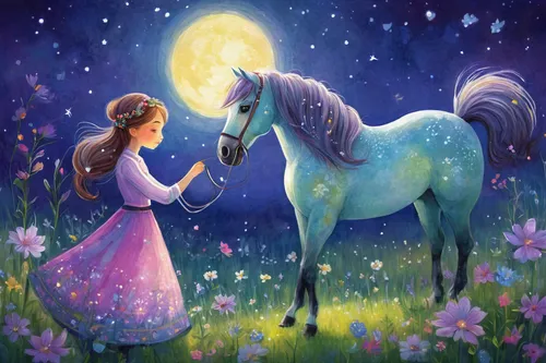 dream horse,equine,beautiful horses,unicorn art,my little pony,constellation unicorn,horse-heal,arabian horse,unicorn and rainbow,a white horse,moon and star,horses,unicorn background,fantasy picture,blue moon rose,horseback,mare and foal,children's fairy tale,equestrian,arabian horses,Illustration,Abstract Fantasy,Abstract Fantasy 07