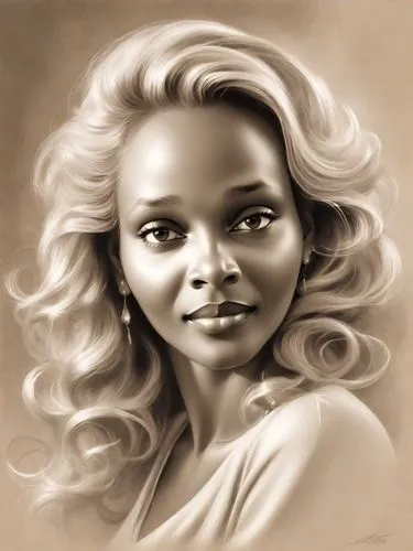 airbrush,african american woman,marilyn monroe,ikpe,chenoweth,airbrushing,nnenna,african woman,woman portrait,girl portrait,romantic portrait,chioma,monroe,charcoal drawing,digital painting,caricaturist,portrait,toccara,omagbemi,spearritt,Digital Art,Pencil Sketch