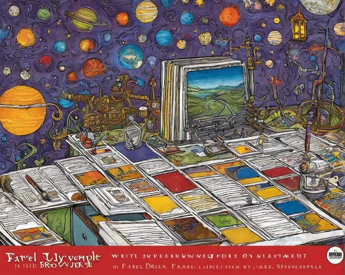 telescopes,tear-off calendar,tabletop game,playmat,terraforming,terrapin,board game,copernican world system,wall calendar,placemat,the solar system,t-helper cell,trip computer,sci fiction illustration,star chart,tarot cards,telescope,astronomer,altiplano,tarot,Illustration,Paper based,Paper Based 26