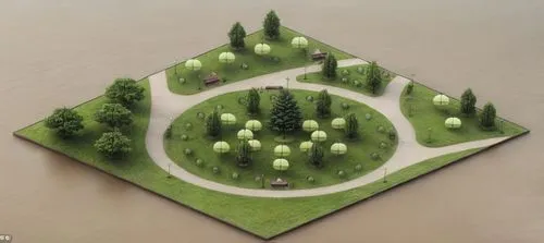 environmental art,isometric,forest cemetery,landscape plan,golf resort,highway roundabout,baseball diamond,sculpture park,stonehenge,stone circles,roundabout,trees with stitching,aerial landscape,cartoon forest,urban park,campground,3d mockup,golf course background,japanese zen garden,golf hole,Architecture,Urban Planning,Aerial View,Urban Design