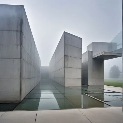 an empty concrete building with lots of pillars,langemarck,zumthor,salk,snohetta,holocaust memorial,siza,Photography,General,Realistic