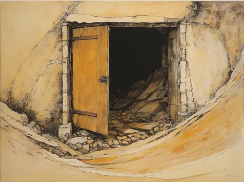 empty tomb,the threshold of the house,door to hell,doorway,the door,open door,cellar,rusty door,creepy doorway,threshold,home door,wooden door,in the door,chamber,dwelling,caravansary,door,anasazi,catacombs,vaulted cellar,Illustration,Retro,Retro 21