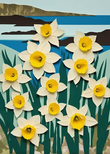 Hraverting daffodils on the Scilly Isles during World War II © Getty,marsh marigolds,daffodil field,marsh marigold,daffodils,jonquils,jonquil,wood anemones,daffodil,yellow daffodils,the trumpet daffod