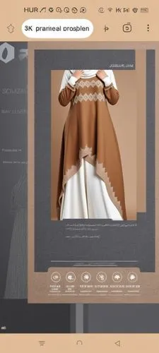 Wool 3d drawing fashion for Muslim hijab with winter design.with wool design with loose sleeves with black and light brown ,a woman in brown and white dress and boots,droste effect,digitisation,musicp