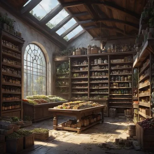 herbology,apothecary,greenhouse,bookstore,dandelion hall,leek greenhouse,Conceptual Art,Fantasy,Fantasy 11