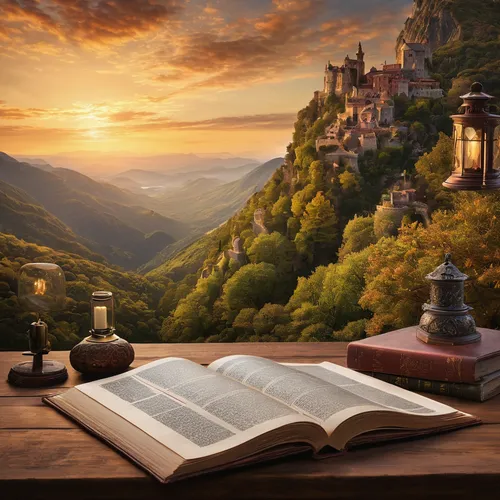 fantasy picture,fantasy landscape,magic book,hymn book,bible pics,landscape background,bibel,bibliology,fantasy art,read a book,open book,prayer book,biblical narrative characters,world digital painting,turn the page,heroic fantasy,a fairy tale,writing-book,3d fantasy,fairy tale,Photography,General,Natural