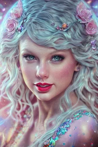 Taylor Swift extremely detailed professional photography of (((an ethereal spirit))) with a mischievous smile and glowy eyes. Otherworldly creature, magical scene, an incredibly beautiful world of won