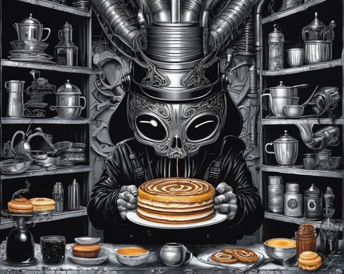 Write a suspenseful mystery where Johnny Cupcakes must solve the case of a stolen secret recipe.,appetite,saucer,sci fiction illustration,pancakes,diner,bakery,dark mood food,waffles,skillet,hunger,pa