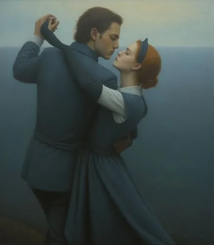 a painting of two people hugging while one woman sticks a hand into the other's chest,heatherley,romantic portrait,amants,friedrich,romanticism,delaroche,Conceptual Art,Daily,Daily 30