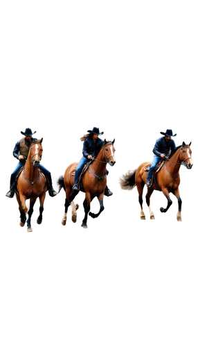 Vectorized horses, majestic, detailed fur texture, dynamic pose, galloping, running, mane flowing in wind, horse shoes, saddles, reins, riders, cowboy hat, boots, rustic leather, earthy tone, warm lig