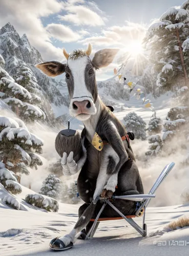 sleigh ride,alpine cow,sleigh,sleigh with reindeer,billy goat,goatherd,frankenweenie,reindeer polar,reindeer from santa claus,horse-rocking chair,raindeer,skijoring,anthropomorphized animals,rudolf,sautéed reindeer,domestic goat,bale cart,holstein cow,milk cow,dairy cow