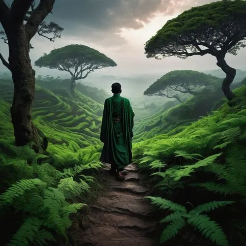 world digital painting,green landscape,nigeria,rwanda,green forest,the wanderer,the mystical path,patrol,landscape background,druidism,green background,fantasy picture,druidic,the path,kamerun,garden of eden,verdant,green wallpaper,wanderer,calabar,Photography,Black and white photography,Black and White Photography 04