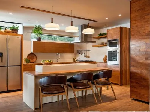 a kitchen with wood cabinets and chrome appliances,modern kitchen interior,modern kitchen,kitchen design,kitchen interior,wood casework,limewood,contemporary decor,kitchens,countertops,modern minimali