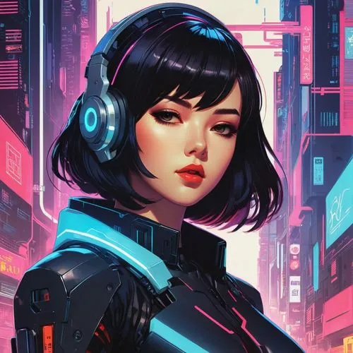 cyberpunk,vector girl,echo,cyber,futuristic,sci fiction illustration,cyborg,nico,scifi,retro girl,persona,operator,mute,ursa,cg artwork,vector illustration,city ​​portrait,world digital painting,dystopia,hong,Unique,Design,Infographics