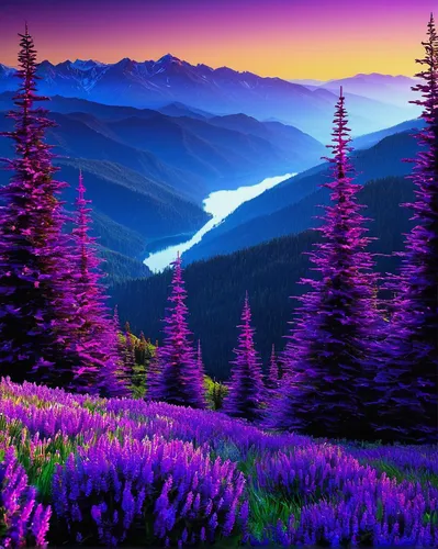 purple landscape,purple wallpaper,landscape background,mountain landscape,nature landscape,splendid colors,colorful background,beautiful landscape,purple,background colorful,lupines,purple background,violet colour,background view nature,purple and pink,vibrant color,wall,lavender fields,full hd wallpaper,fireweed,Illustration,Realistic Fantasy,Realistic Fantasy 41