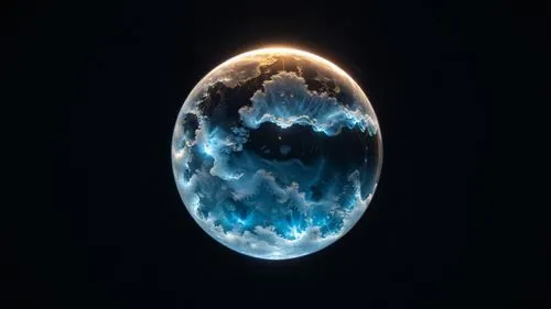 a very blurry image of some very blue orb in the dark,crystal egg,arkenstone,monocerotis,orb,glass sphere,nebula 3