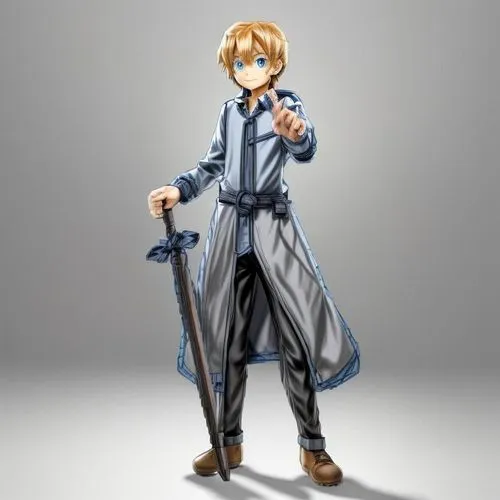 young anime  guy,there is an anime boy with long red hair wearing a blue outfit,ramza,teito,sanzo,siegbert,fujia,kazuto