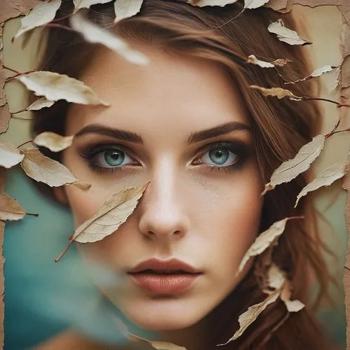 mystical portrait of a girl,romantic portrait,girl in a wreath,fantasy portrait,girl portrait,woman face,woman portrait,portrait background,oil painting on canvas,women's eyes,woman's face,face portrait,faery,young woman,blue leaf frame,artistic portrait,portrait of a girl,ivy frame,leafed through,leaves frame,Photography,General,Commercial