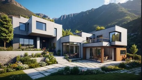 modern house,fresnaye,modern architecture,house in mountains,house in the mountains,3d rendering,Photography,General,Sci-Fi