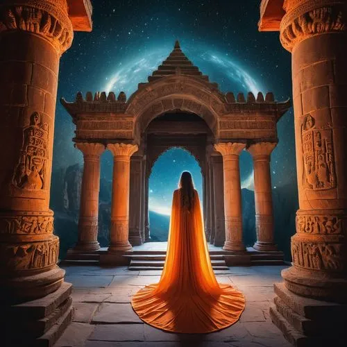 orange robes,world digital painting,agrabah,orangi,ramadan background,draupadi,merida,burqa,fantasy picture,arabic background,rumi,portal,sufism,photomanipulation,akhnaten,priestess,sahara,radha,islamic girl,khalsa,Illustration,Realistic Fantasy,Realistic Fantasy 02