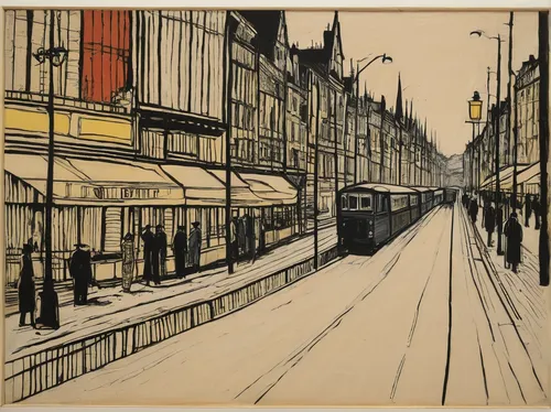 braque saint-germain,streetcar,street scene,braque francais,universal exhibition of paris,cool woodblock images,tram road,tramway,boulevard,street car,1921,watercolor paris,tram,1906,orsay,1905,the boulevard arjaan,paris,stieglitz,1926,Art,Artistic Painting,Artistic Painting 01