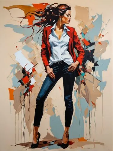 fashion vector,dussel,pacitti,woman pointing,fashionable girl,redwing,Conceptual Art,Oil color,Oil Color 08