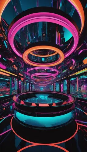 ufo interior,futuristic art museum,panoramical,spaceship space,futuristic,cyclocomputer,futuristic landscape,vortex,electric arc,abstract retro,jukebox,cinema 4d,trip computer,cyberspace,colored lights,computer art,neon coffee,techno color,revolving,neon lights,Photography,Documentary Photography,Documentary Photography 37