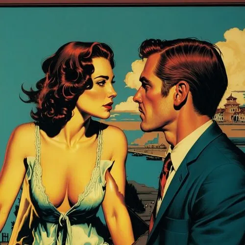 amants,radebaugh,vintage man and woman,brubaker,gangloff,vintage art,Illustration,American Style,American Style 08