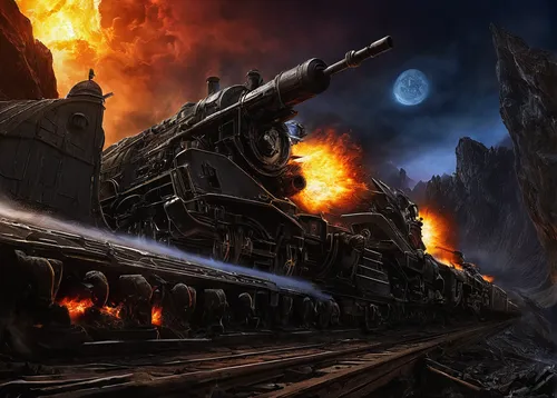 merchant train,ghost locomotive,steam train,hogwarts express,steam locomotives,german reichsbahn,train crash,reichsbahn,ghost train,through-freight train,railroad,steam locomotive,the train,freight train,last train,dreadnought,metallurgy,freight trains,scorched earth,diesel train,Illustration,Realistic Fantasy,Realistic Fantasy 32