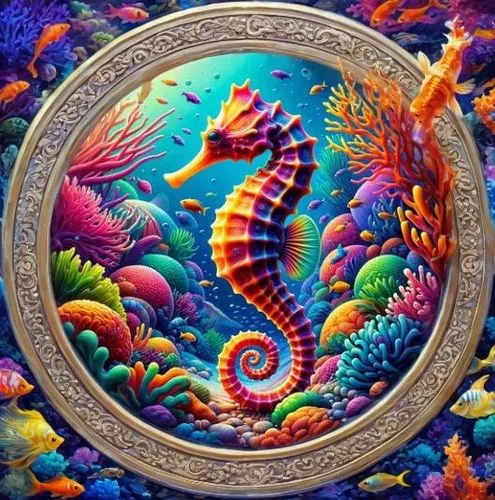 seahorses,ornamental fish,mermaid scale,cloisonne,mermaid background,fractals art,simorgh,taniwha,ornamental shrimp,spiral art,colorful spiral,decorative art,pacher,sirene,green mermaid scale,sea crea