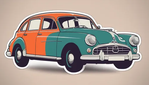 Design a stylish car sticker for a hipster's vintage car.,morris minor 1000,trabant,morris minor,retro 1950's clip art,fiat 600,ford prefect,2cv,seat 600,oldtimer car,retro automobile,vintage cars,cin