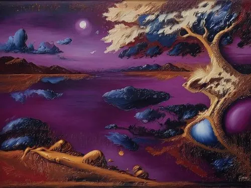 Passion Sexy Painting ,Naked Woman  Abstract Body Art Oil Painting,a painting that is on the side of a wall,mushroom landscape,purple landscape,zoombinis,lunar landscape,alien planet,volcanic landscap