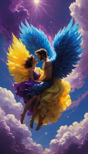 fairies aloft,anjo,fantasy picture,archangels,pegasi,winged heart,Conceptual Art,Fantasy,Fantasy 11