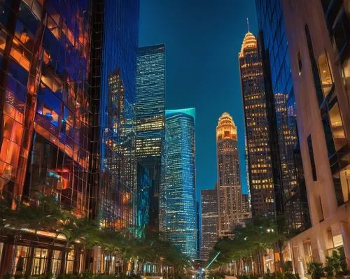 chicago night,jbr,city at night,skyscrapers,chicago,ctbuh,dubia,klcc,financial district,escala,midtown,wtc,kuala,doha,1 wtc,phila,clt,rencen,komtar,manhattanite,Illustration,Realistic Fantasy,Realistic Fantasy 37