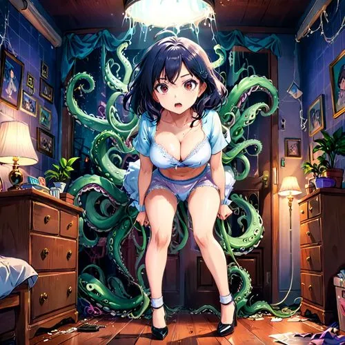 himawari,medusa gorgon,medusa,ursula,tentacle,filia,Anime,Anime,Traditional